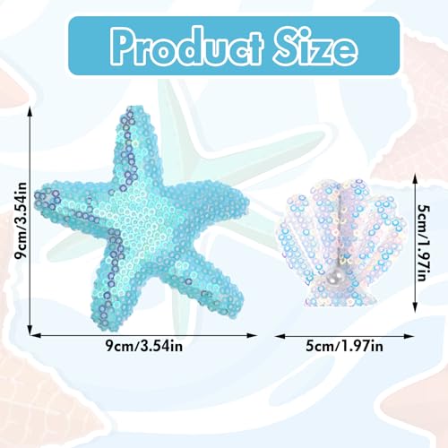 Oruola 8pcs Pinzas para el Cabello con Conchas Marinas y Estrella de Mar, Accesorios para el Cabello Multicolor, Clips con Perlas para Mujeres y Niñas miniatura 3