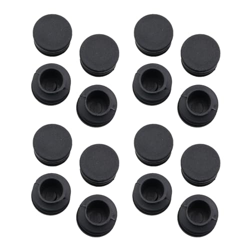 Guifeng 16PCS 3/4 Inch Black Plastic Round Head Tube Plug Tube End Cap Chair Furniture Closure Cover Foot Pad Furniture Decorative Plug Suitable for Table Chair Ladder Shelves Fence Railings