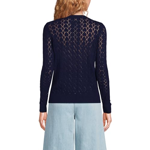 Lands' End Women's Cotton Viscose Button Shoulder Modern Crew Sweater2