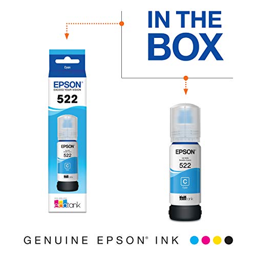 Image of Epson EcoTank ET-2800 Wireless Color All-in-One Cartridge-Free Supertank Printer & 522 EcoTank Ink Ultra-high Capacity Bottle Cyan (T522220-S)