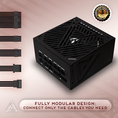Apevia ATX-SL750W Soul 750W Fully Modular, ATX Active PFC, DC to DC Converter Design, 140mm Silent Fan, RoHS Compliance, Gaming Power Supply - Diseño Modular y Construcción Inteligente