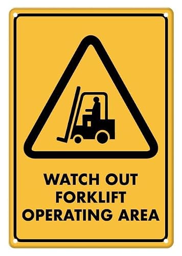 peiyeety Caution WatchForklift Operating Area Aluminum Tin Sign for Home Kitchen Wall Decor 12X8Inch
