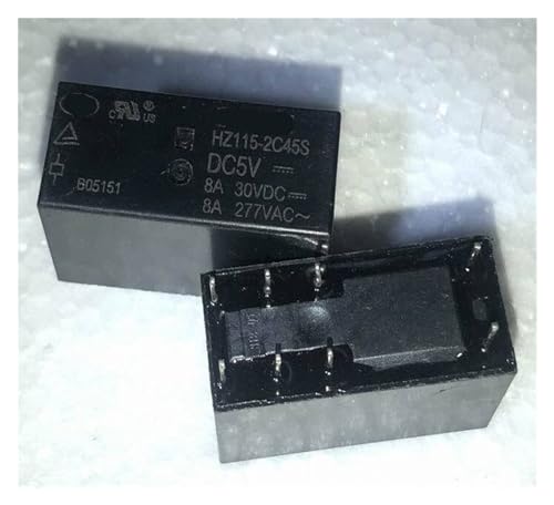 Relé HZ115F-2C45S DC5V de 8 pines con dos contactos conmutados para placas de circuito
