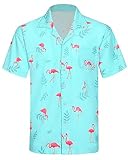 APTRO Men's Hawaiian Shirt Summer Quick Dry Beach Tropical Short Sleeve Shirt #061 Flamingo XL