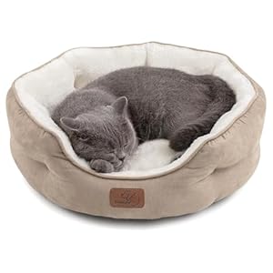 Bedsure Dog Beds for Small Dogs – Round Cat Beds for Indoor Cats, Washable Pet Bed for Puppy and Kitten with Slip-Resistant Bottom, 20 Inches, Camel