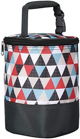 Insulated Baby Bottle Bag for Daycare - MBJERRY Size Upgrade Breastmilk Cooler Bag Baby Bottle Tote Bags, Easily Attaches to Stroller(Colored Triangle, Fits up to 4 Large 8 Oz. Bottles)