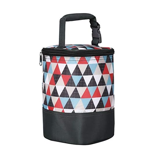 Insulated Baby Bottle Bag for Daycare - MBJERRY Size Upgrade Breastmilk Cooler Bag Baby Bottle Tote Bags, Easily Attaches to Stroller(Colored Triangle, Fits up to 4 Large 8 Oz. Bottles)