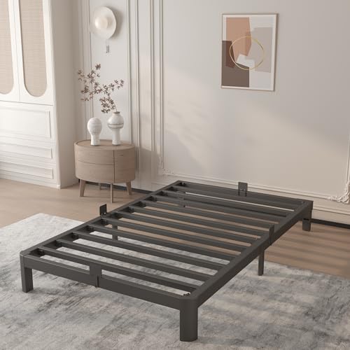 Image of 6 Inch Twin Size Bed Frame with Metal Gaskets, No Box Spring Needed, DIY Headboard, Heavy Duty Steel Slat Support, Anti-Slip Mattress Stopper, Round Corner Leg, Easy Assembly, Black