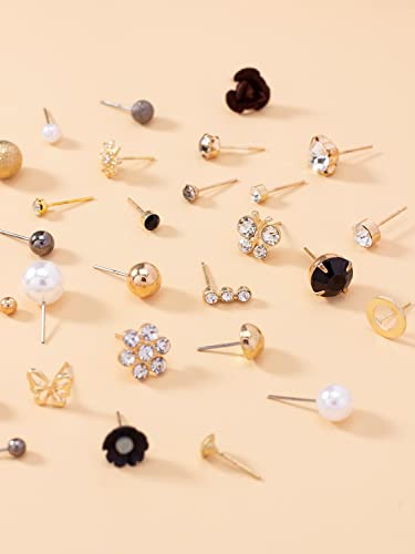 Image of Shining Diva Fashion 30 Pairs Combo Set Stylish Crystal Pearl Earrings for Women and Girls
