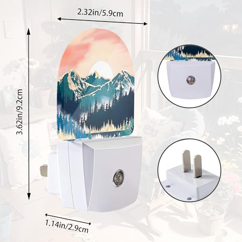 Image of Mountain Sun Night Light,Night Lights Plug into Wall with Dusk to Dawn Sensor,Lamp for Bedroom Bathroom Hallway Nightlight for Women Girls