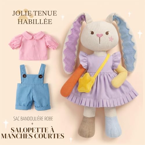 vamei Poupées en Peluche Lapin et Renard, Maison de Poupee, Dressing avec Valise, Valise pour Vêtements de Poupée, Cadeau pour Les Filles de 3 4 5 6 Ans – vue 8
