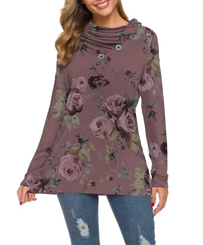 Image of WEACZZY Women's Long Sleeve Shirts Button Cowl Neck Casual Loose Tunic Tops Blouse Dressy Fashion 2026