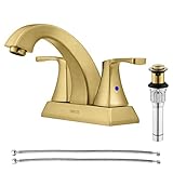 PARLOS 2 Handles Bathroom Faucet with Pop-up Drain and Faucet Supply Lines, Brushed Gold, Doris 1407208