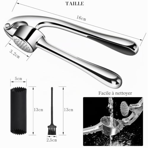 Nutmanel Presse-Ail, Extra fort et Durable Hachoir-Ail, Broyeur de Gingembre, Coupe Ail, Garlic Press avec éplucheur et brosse de nettoyage, ustensiles de cuisine Facile à Utiliser et à Nettoyer – vue 7