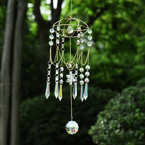 Attrape-soleil cristal pour balcon sombre carillon prisme
