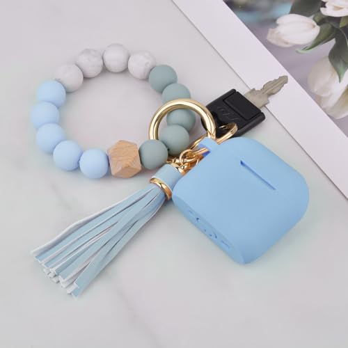 Image of Filoto Compatible with AirPods 4 Case - Soft Silicone Cover with Bracelet Lanyard and Keychain, Shockproof and Scratch-Resistant, Cute Design for AirPods 4th Generation(Gray Blue)