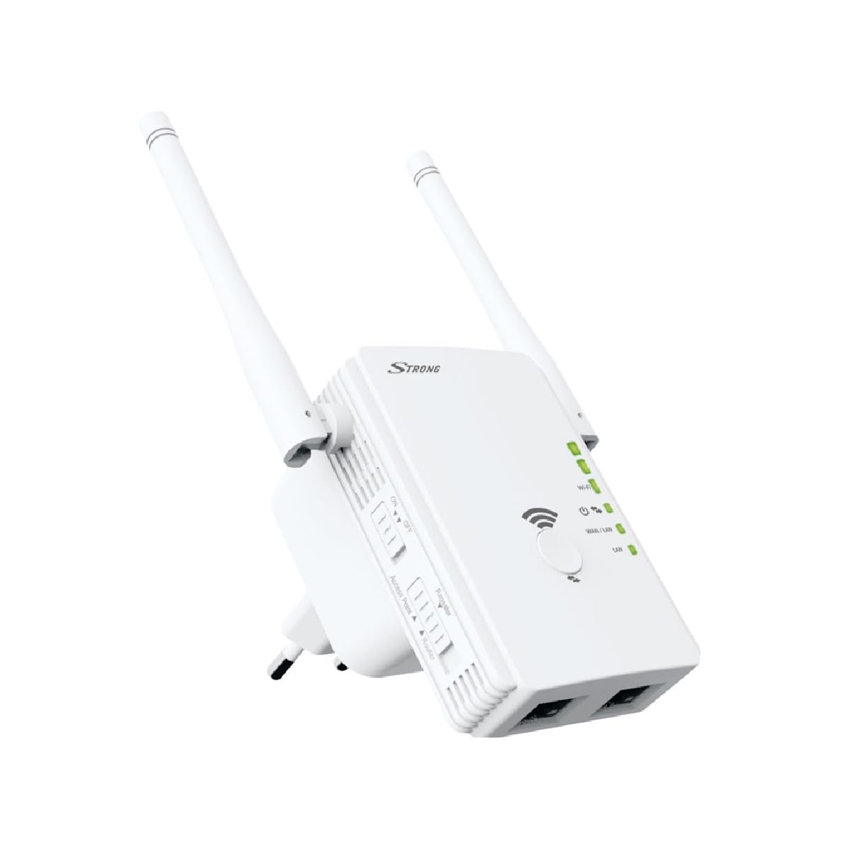 STRONG WLAN Repeater 300 V2, tryby pracy: uniwersalny repeater/punkt dostępowy/router, 300 Mbit/s przy 2,4 GHz, 2 porty LAN, wzmacniacz WLAN - biały, REPEATER300V2