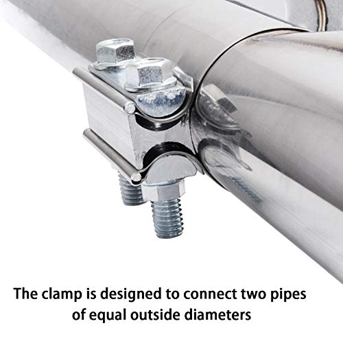 Image of 2PCS Exhaust Clamps 5 Inch Butt Joint Exhaust Pipe Muffler Clamp Band Stainless Steel Car Pipes System Connection for Cars