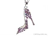 Red Hound Auto Silver Bling High Heel Shoe Mirror Car Charm Hanger Ornament Purple Rhinestones w Chain