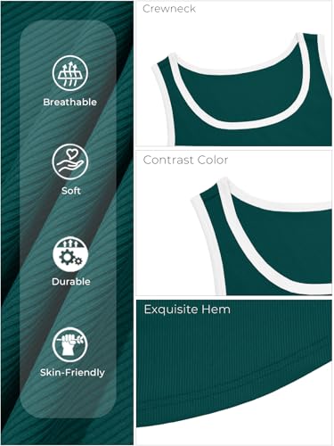 UNCLECAT Mens Sleeveless Tank Tops Workout Muscle Gym Knitted Shirt Athletic Bodybuilding Slim Fit Ribbed T Shirts Blackish Green — view 4
