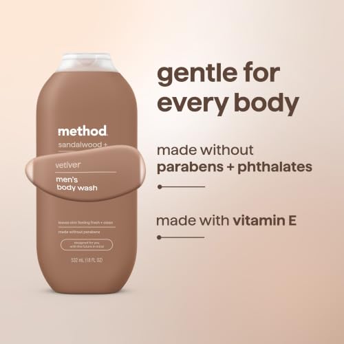 Image of method Men's Body Wash, Sandalwood + Vetiver, 18 fl oz