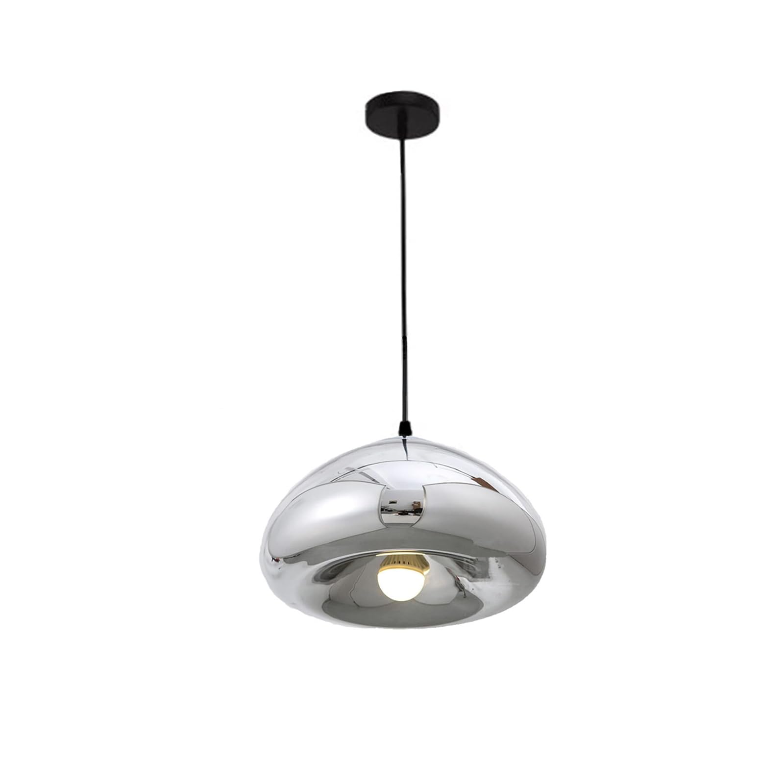 S-Cevada Silver Modern Minimalist Hanging Lights Chandelier Glass Pendant Light E27 Pendant Light Fixture Spherical Adjustable Ceiling Light In Dining Room Kitchen Island Bedroom Corridor Bar (Silver)