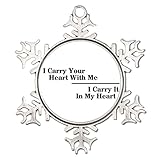 I Carry Your Heart with Me I Carry It in My Heart Snowflake Ornaments Frame Silver Christmas Ornament Holiday Christmas Tree Party Decorations Round Pendant for Family Birthday New Year Home