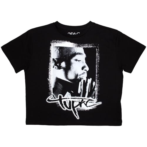 Tupac Shakur Haut Court Femme Noir 2XL avec Imprimé Graphique Vintage de Qualité