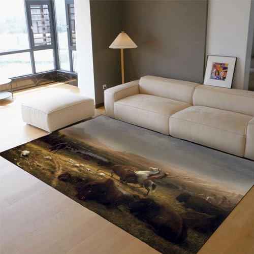 Tapis Le dernier du Bison Albert Bierstadt 120x210cm lavable - 4