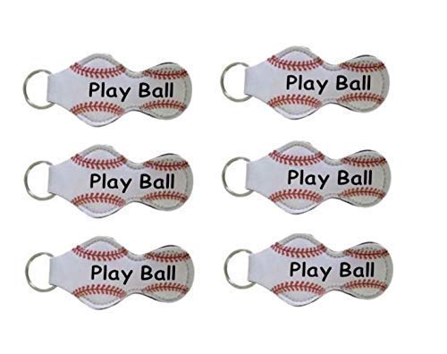 Baseball Keychain for Boy, Bulk Team Gift, Player Teen Eye Black Holder Key Chain - Set of 6