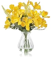 WELL KNOWN Artificial Flowers Daisies with Vase, Fake Silk Flowers in Vase with Fake Water, Fake ...