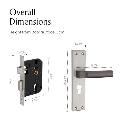 Image of LAPO Mortise Door Lock for Home Main Door & Bedroom with Handle | Heavy-Duty 60mm Cylinder | Left-Right Fit 30-50mm Door Home Office Hotel | 3 Brass Keys | 45x45mm Body | Matt Finish | CY-307