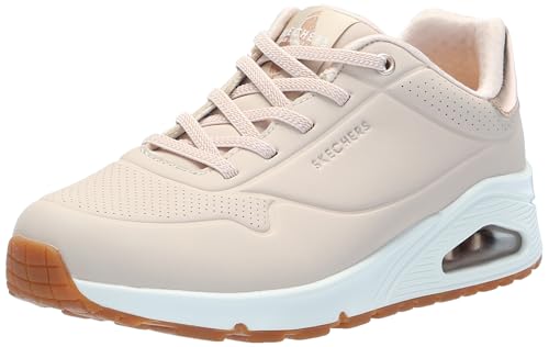 Image of Skechers Women's Uno - Shimmer Away Wedge Slip-On Fashion Sneakers, Natural, 8 Wide