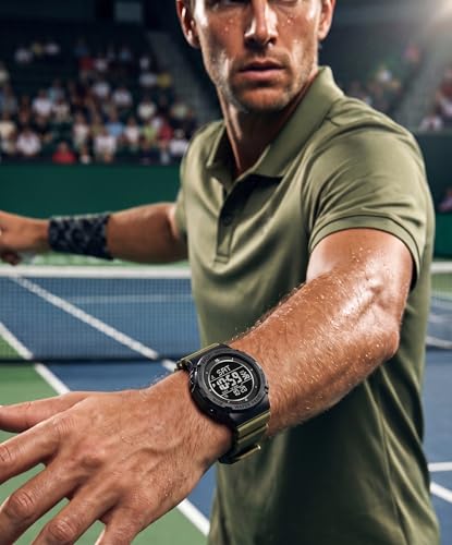 Image of V2A DIGITRON-AXON 2900 Digital Sports Watch for Men | Bold Round Display | Lightweight Waterproof Sports Watch with Alarm, Stopwatch, Backlight, Day & Date | Everyday Active Wear (Green)