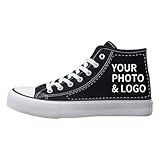 Custom Shoes Personalized Customization High-top Canvas Shoes Gift for Lovers Classic and Fashionable Canvas Sneakerfor Men&Women (Black)