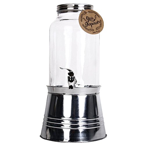 Helio Ferretti Cubo Basic HF - Dispensador de Bebidas de Cristal con Grifo y Cubitera / Hielera Metalica, 21 x 30 x 21 cm