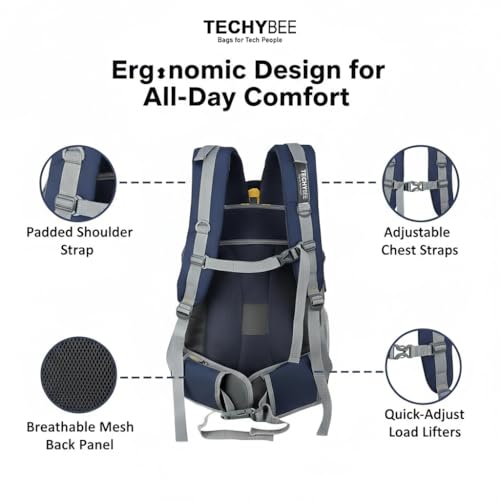 Image of Large 50L Laptop Backpack with Shoe Compartment, Rain Cover, Waterproof Travel Rucksack for Men & Women