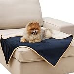 LE SURE Waterproof Dog Blanket Washable - 100x80cm Fleece Pet Blanket For Medium Dogs and Cats, Personalised Kitten Throw Protects Bed and Sofa with Soft Plush, Navy