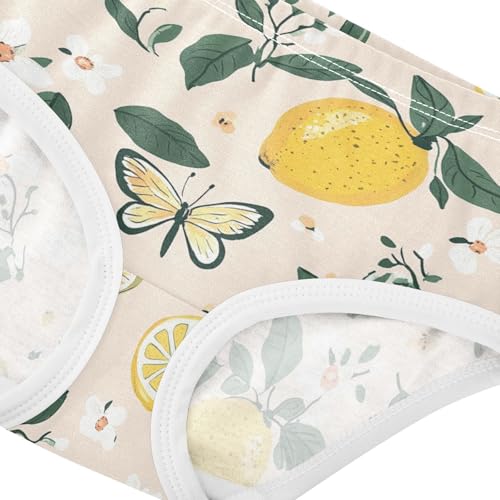 Wusikd Cute Lemons Girls' Underwear Cotton Butterflies Flowers Girls Briefs Soft Toddler Underwear 2T4