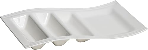 GUYTRENDz Plato apilable para servir tacos con divisores, elegante soporte para tacos de China con 3 ranuras y 1 sección plana, plato de cena disponible en Yaxa Peru
