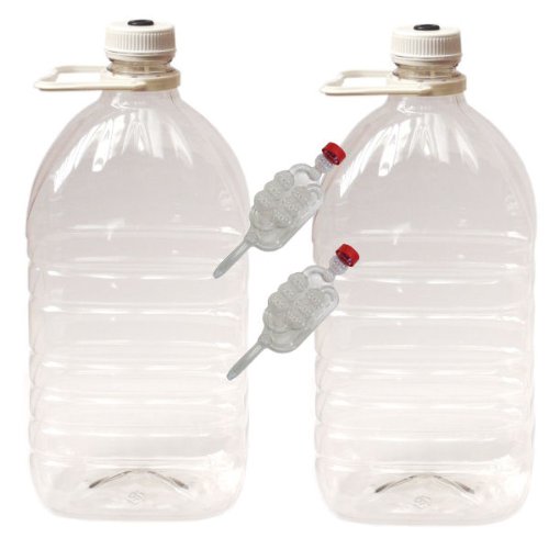 Bigger Jugs Pair of 5 Litre PET Demi-Johns with Caps, Grommets and Airlocks