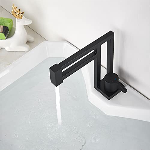 Mitigeur eau chaude eau froide noir mat à commande unique pour vasque moderne - 3