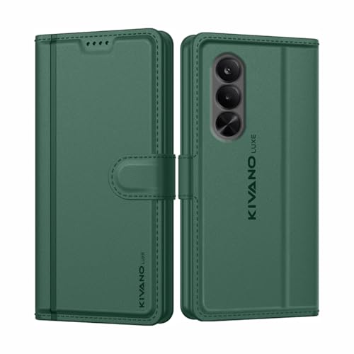 Image of KIVANO LUXE Compatible for OnePlus Nord CE 6 Lite 5G / Realme P4X 5G Artisanal Leather Wallet Case with Card Holder for Men Women, Magnetic Flip Folio Cover with Stand RFID Blocking Cell