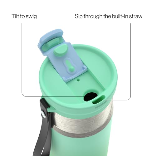 Image of Contigo DualSip 16 oz Compact Stainless Steel Vacuum-Insulated Water Bottle with 2-in-1 Leakproof Lid (Straw or Spout), BPA-Free & Lead-Free, Dishwasher Safe