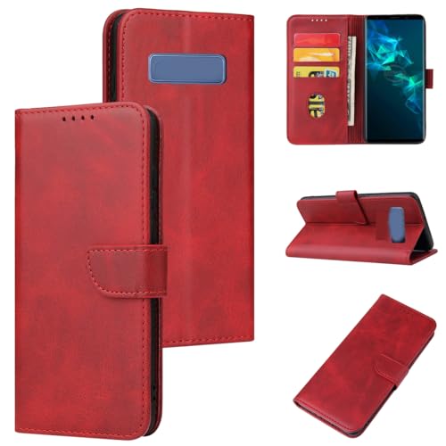 Rfvzubemok Compatible con Samsung Galaxy J7 (2016) J710F Funda,Protector de Cartera Flip Kickstand Red