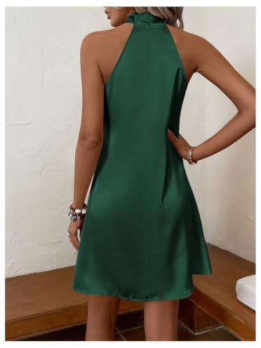 Image of Floerns Women's Pearl Beaded Halter Twist Sleeveless Tie Back Dress A Line Dress