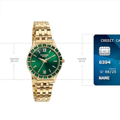 Image of Sonata Poze 6 Sidewalk Sparkle Ladies Quartz Green Round Dial Women's Watch | Stainless Steel Strap Material | Watches for Women Analog - SP80134YM01