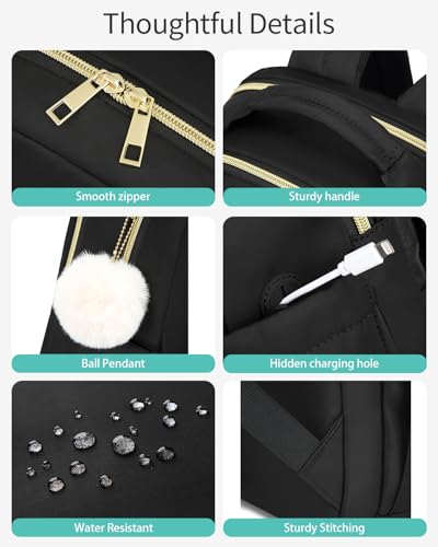 Laptop Backpack Women, Aesthetic Highschool Backpack for Girls Cute Black Backpack for College Students Nursing Commuter Work Travel4