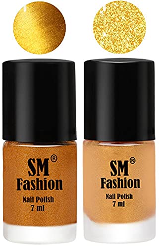 Image of Long Lasting Nail Polish | Nail Paint Combo 7 ml Each) - Set of 2 Golden-Light Golden