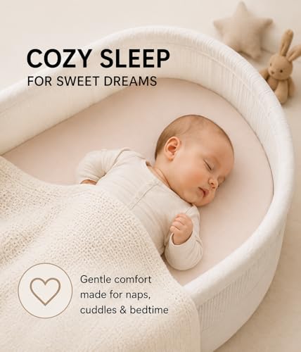 Image of Bassinet Sheets, Universal Fit 33 x 17, Mauve-Beige-Lavender, 3 Pack